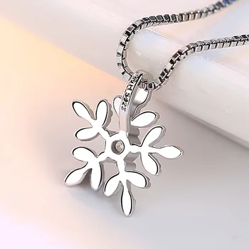 ANENJERY 925 Sterling Silver Zirkón Snowflake Neckace Pre Ženy Darček Reťazca choker collares Vianočné Náhrdelník S-N142