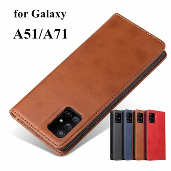 Luxusné kožené puzdro pre Samsung Galaxy A51 A71 4G 5G Luxusný Magnetická adsorpcie Flip Cover Pokožky Telefón Prípade