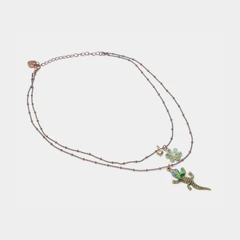 Amorita boutique Kovový kvet krokodíla náhrdelník s príveskom
