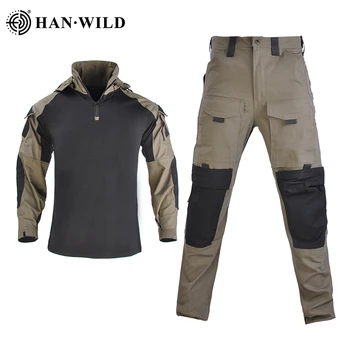 HAN WILD Taktické Uniformy Mužov Turistika Kamufláž Vojenské Oblečenie Sady Airsoft Paintball Bojové Obleky Hunt Oblečenie s 4 Podložky