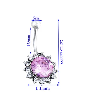Brucho tlačidlo krúžok módny titánové ocele AAA kvet typ multicolor zirkón piercing brucho tlačidlo nechtov šperky