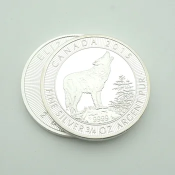 999 Strieborné Mince Wild Wolf Vzor Pamätné Mince Chrániť Žijúcich Zvierat Hodnota Darček Business Narodeniny