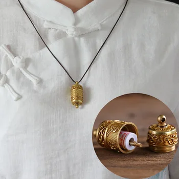 Tibete Budhizmus Surangama Mantra Otočná Prívesky, Náhrdelníky Sanskrte Amulet Náhrdelník Šesť Slov Kolesa Mužov Skladovanie Prípade Šperky