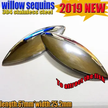 2019new veľkoplošné rybárske willow leaf flitrami veľkosť:67mm*25.2 mm quantily 10pcs/veľa 304stainless ocele