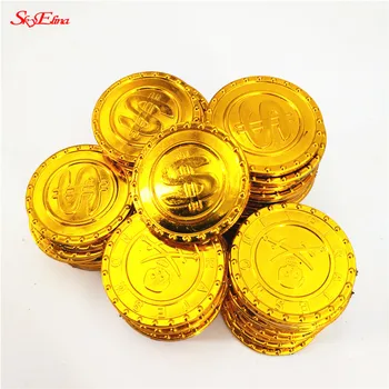 3,5 CM 50Pcs & 100ks Trendy Bitcoin Mince Darček Plastové Zlaté Mince Dieťa Hračku Pirát Zlaté Mince Bitcoin Party Dekorácie 5Z