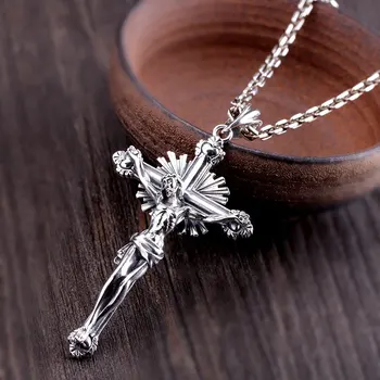 BALMORA 925 Sterling Silver Ježiš Kríž, Kríž Kúzlo Prívesky pre Ženy, Mužov Náboženských Kresťanských Módne Šperky Bez Reťazca
