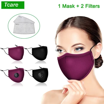 Tcare Opakovane Bavlna Čierna Maska na Ústa, Tvár, Umývateľný Maska Anti PM2.5 Prachu s 2ks Filter Uhlíkom Textílie Masku na Tvár