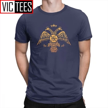 SPQR Byzantskej Eagle Symbol Vlajky Navy Tričko Retro pánske Bežné Tees Bavlna Kolo Krku T-Shirt