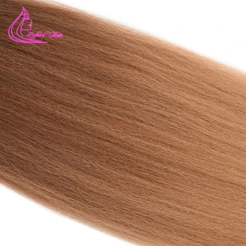 Rafinované Vlasy Pre Natiahnuté Pletenie Predlžovanie Vlasov Ombre Blond, Hnedá Jumbo Sieťky Na Vlasy Tepelne Odolných Syntetických Yaki Rovné