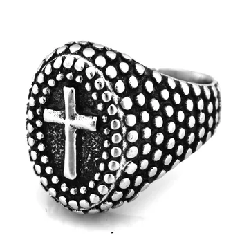 Fanssteel Nehrdzavejúcej ocele, šperky bodkované oválne kríž krúžok FSR14W15