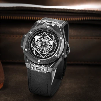 Montre Homme Nové 3D Hnedé Hodinky Mužov Luxusné Módne Quartz Hodinky Muž Vojenské Business Relógio Horloge Muž Darček Stôl