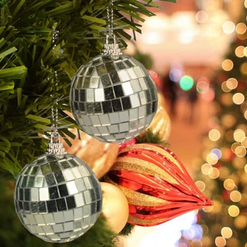2 ks 10 cm Strieborné Zrkadlo Disko Gule na Vianočný Strom Dekorácie Drop Ornament Visí Prívesok Loptu Festival Party Dodávky