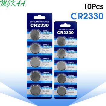 10pcs/pack CR2330 gombíkové Batérie BR2330 ECR2330 Bunky Mince Lítiová Batéria 3V CR 2330 Pre Sledovať Elektronická Hračka na Diaľkové