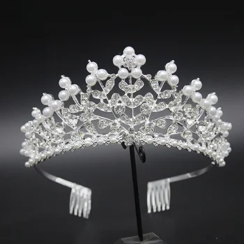 Nevesta pearl koruny 2020 nové zliatiny Drahokamu koruny Barokový Crystal Kvapka Vody Svadobné Korunu Kráľovnej Princezná Vlasy Príslušenstvo