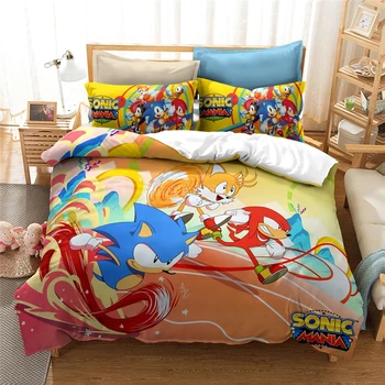 Anime Sonic The Hedgehog Charakter 3d posteľná bielizeň Nastaviť Bavlnené Obliečky Kryt Set s obliečka na Vankúš Europe/USA/Austrália Veľkosť Doprava Zadarmo