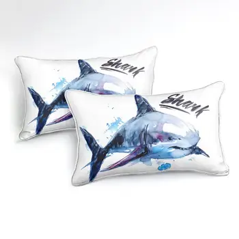 Akvarel Shark Posteľná Bielizeň Nastaviť Perinu Set 3-Dielna Prikrývky Tichom Zvieratá, Deti, Prístelky Kryt Nastaviť Bytového Textilu