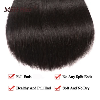 MSH Vlasy Brazílsky Rovné Vlasy, Tkať 3 Zväzky Non-Remy Ľudské Vlasy Prírodné Čierne Vlasy Rozšírenie Stredné Pomer