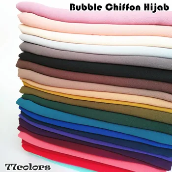 80 farba Vysokej kvality obyčajný bublina šifón šatku pevný farebné šály, čelenky populárne hidžáb moslimské šatky foulard 10pcs/veľa