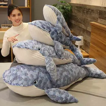 50-150 cm Roztomilé plyšové hračky, plyšové mäkké Modré Veľryby vankúš veľkoobchod veľryba bábika morského života zviera, veľké brinquedos Detská hračka darček