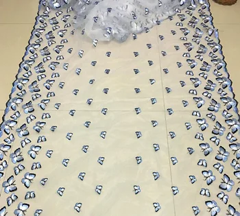 1meter Motýľ, výšivky, čipky a tylu oka priehľadnej látky francúzskej čipky diy Nigérijský party Šaty, sukne, Dekoračné tkaniny