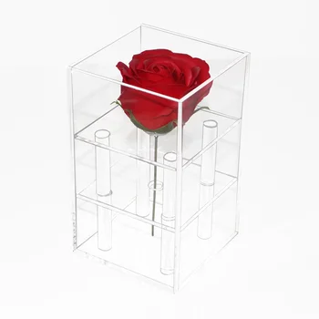Akryl Handmade 1 Otvor Jasné Darčeka Akryl Ruže Kvet Box S Vekom na Valentína