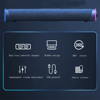 3D Reproduktory Počítača Bluetooth 5.0 Káblové pripojenie Reproduktora pre Priestorový Soundbar Speaker Stereo Subwoofer Zvuk bar pre Notebook Notebook PC