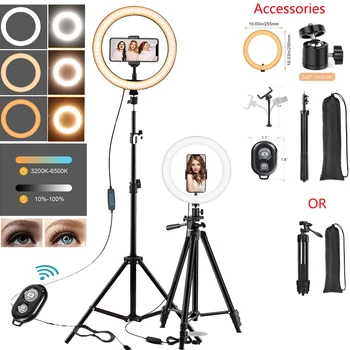 10in LED Selfie Krúžok Svetlo na Fotografovanie RingLight Telefón, Stojan, Držiak na Statív Kruhu Vyplniť Svetla Stmievateľné Lampa Trepied make-up