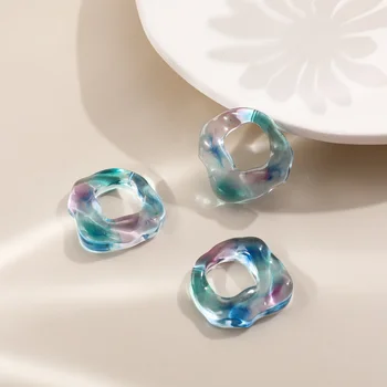 Japonský sklo zmysel pre farebný sen nepravidelne zvlnené živice prívesok DIY handmade šperky, náušnice príslušenstvo materiály 4pcs