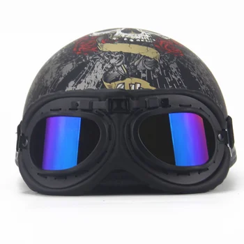 Motocykel, Skúter Otvorené Tvár Pol Prilba s Clonu, UV žiareniu, Okuliare Retro Vintage Štýle Unisex jet retro capacete 