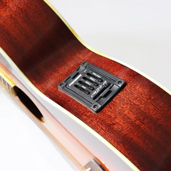Na ľavej strane 12 string cutway dizajn elektrické akustické gitary, 41 palcový červená vysoký lesk folková gitara laminované smrekového dreva s EQ