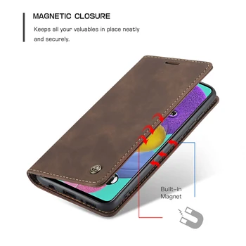 Kožené Puzdro Pre Samsung Galaxy A51 A10 A20 A30 A40 A80 A50 A70 Peňaženky Flip Book Obchodné Tašky Kryt Magnetické Brožúra Sloty Pre Karty