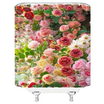 Rurality čerstvé kvety steny sprchové závesy kúpeľni sprchový záves 3D tkaniny vaňa záves s háčikmi nepremokavé vaňa obrazovke