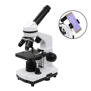 40X-1600X Profesionálne Biologický Mikroskop Zložené LED Monokulárne Študent Mikroskopom Biologický Prieskum Smartphone Adaptér