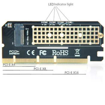 PC Adaptér Podporu Led Počítača M Kľúč Siete Rozširujúca Karta Plnej Rýchlosti Ľahko Nainštalovať Rozhranie M. 2 NVMe SSD NGFF Do PCIE X16 3.0