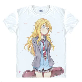 Anime Vaše Leží V apríli T Shirt 3d Tlač Tričko Harajuku Letné Krátke Sleeve Tee Topy pre Mužov, Ženy, Deti Oblečenie Biela