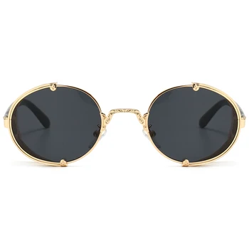 Peekaboo zlatý štít slnečné okuliare ženy punk kovový rám retro štýl okrúhle slnečné okuliare pre mužov oválne vetru 2021 uv400