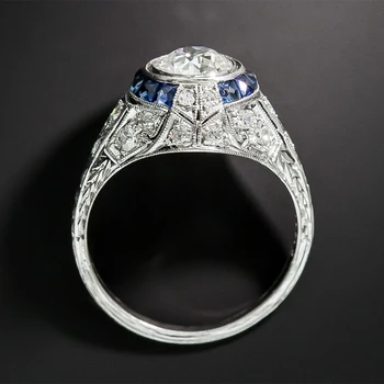 Nasiya 925 Silver Drahokam Zafír Kolo Biely Zirkón Svadobné Zásnubné Prstene Pre Ženy, Jemné Šperky Krúžok Darčeky Veľkoobchod