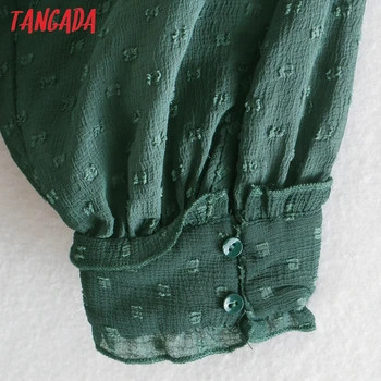 Tangada ženy vintage dots vzor playsuits volánikmi elastický pás dlhý rukáv remienky dámske ležérne elegantný kombinézach 2W35