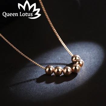 Kráľovná Lotus Rose Gold Color Clavicle reťazca Náhrdelník pre Ženy, Šperky, Doplnky, Módne Kolo Perličiek Náhrdelníky lady Najlepší Priateľ