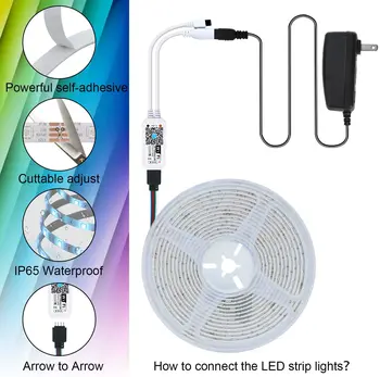 RGB LED Pás Svetla SMD 5050 Vodotesný 5M RGB Pásky Pásky Dióda 12V Led Pásy Svetla Flexibilné Lampa Pre Izba IČ WIFI Radič