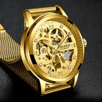 2020 Značky FNGEEN Mechanické Hodinky Mužov Kostra Oka Hodiny Automatické Hodinky Mužov Relogio Masculino Zlaté Náramkové hodinky pre Mužov Muž