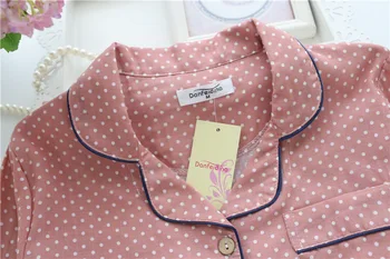Japonský nový jar a na jeseň dámske pyžamo vyhovovali bavlna double-layer gázy dlhým rukávom dot cardigan leto doma služba ženy