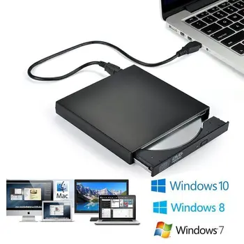 Slim Externá Optická Jednotka USB 2.0 DVD Combo DVD-ROM Prehrávač CD-RW Napaľovačka Spisovateľ Plug and Play Pre Macbook Laptop, POČÍTAČ,
