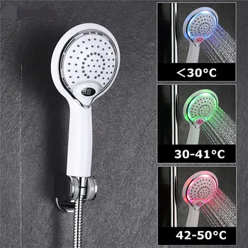 LED Sprcha Sprej Hlavu Headheld Sprcha Sprej Hlavu Digitálny Snímač Teploty 3 Zmena Farby Vody Napájané Nové Rainfull Sprcha