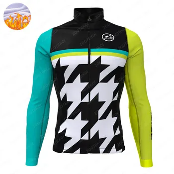 Rosti Zimné thermal fleece Jersey Cyklistické Oblečenie Mužov Long Sleeve Jersey vonkajšie koni bike MTB oblečenie teplá Fleece Teplé nosenie