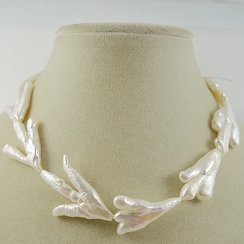 Terisa Jedinečný 15inch Oblasť Biele Biwa Kuracie Nohy Reálne Sladkovodné Perly Voľné Korálky Ideálny DIY Pearl Šperky Pekné Ženy Darček