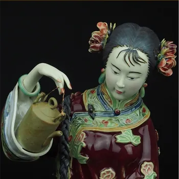 Klasická Maľované Umelecké Ženská Postava Socha Keramické Starožitné Čínsky Anjeli Porcelánové Plastiky Domov, Dizajn Interiéru L3392