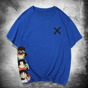Detstvo Luff Sabo Portgas D Ace Krátky Rukáv Harajuku Anime T Shirt Mužov Bavlna T-shirt Jeden Kus Voľné Tričko Tlačiť Hore