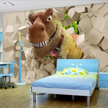Beibehang Vlastnú tapetu 3d nástenná maľba dinosaura stereo detskej izby cartoon zvierat spálňa papier peint TV papier pozadí steny