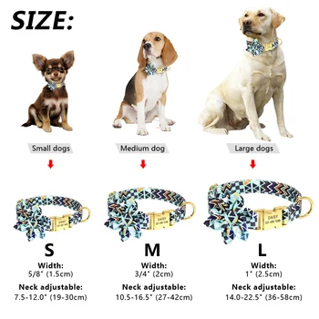 Osobné Obojok Nylon Pet ID Obojky S Prispôsobeného Tag Pracky Kvet Príslušenstvo Pre Malé a Stredne Veľké Psy Buldog